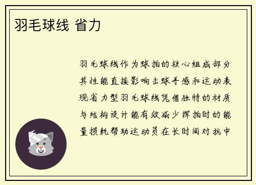 羽毛球线 省力